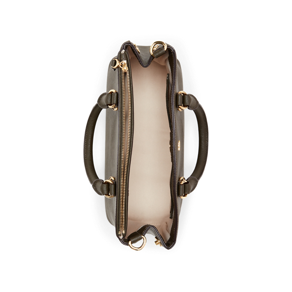 Deep Olive Saffiano Leather Mini Satchel Lauren 4