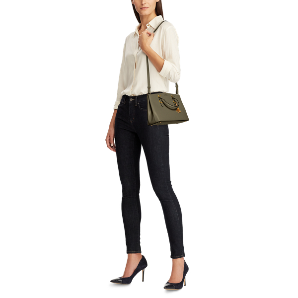 Deep Olive Saffiano Leather Mini Satchel Lauren 7