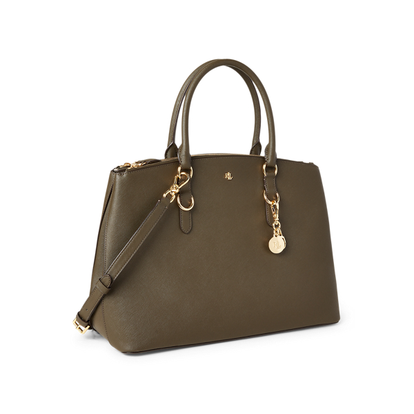 Deep Olive Leather Double-Zip Satchel Lauren 2