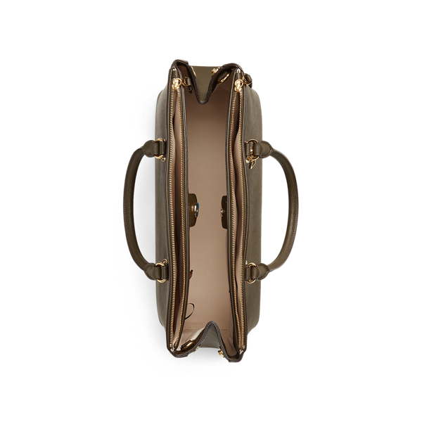 Deep Olive Leather Double-Zip Satchel Lauren 4