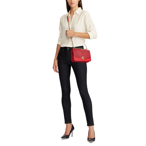 RL Red Medium Leather Crossbody Bag Lauren 6
