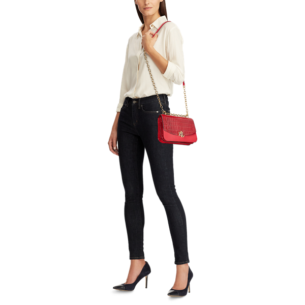 RL Red Medium Leather Crossbody Bag Lauren 7