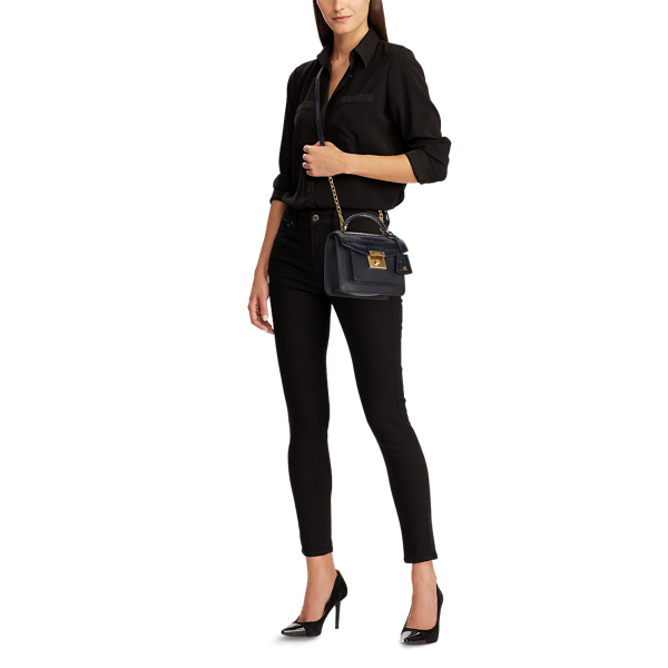 Lauren Navy Leather Small Beckett Satchel Lauren 6