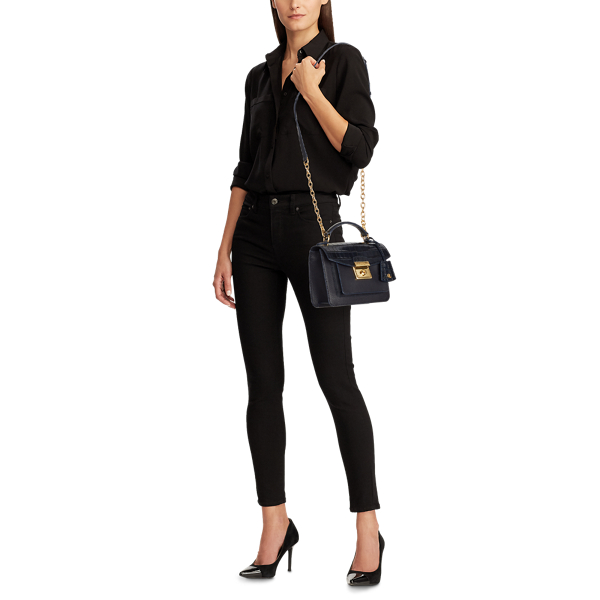 Lauren Navy Leather Small Beckett Satchel Lauren 7