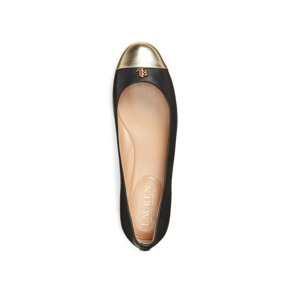 Black/Pale Gold Gaines Leather Flat Lauren 4