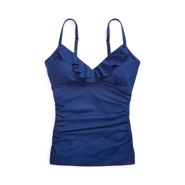 Sapphire Blue Ruffle-Trim V-Neck Tankini Lauren 2