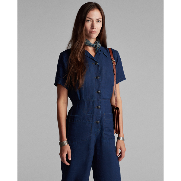 Brielle Wash Indigo Linen Coverall RRL 3