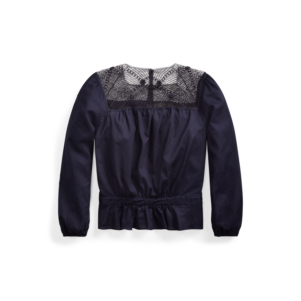 Blusa de sarga con canes&uacute; de encaje RRL en 1