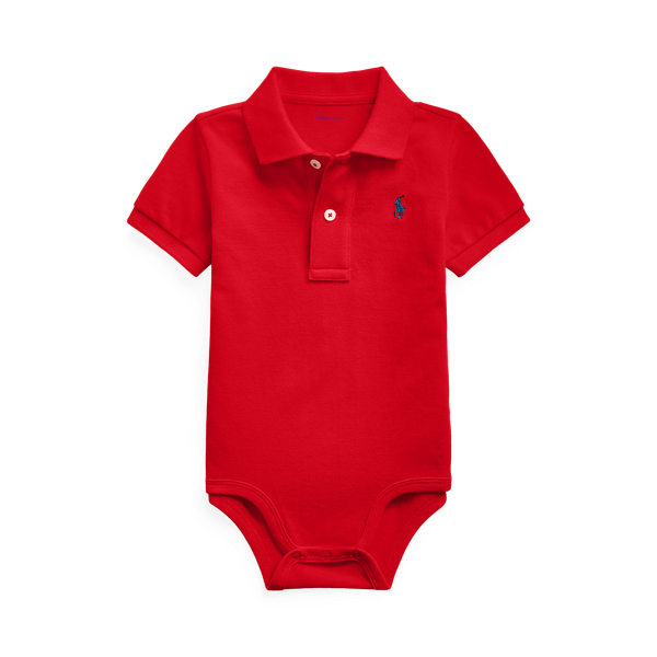 Cotton Mesh Polo Bodysuit