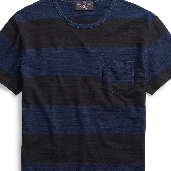 Indigo/Sulphur Black Indigo Striped Pocket T-Shirt RRL 3
