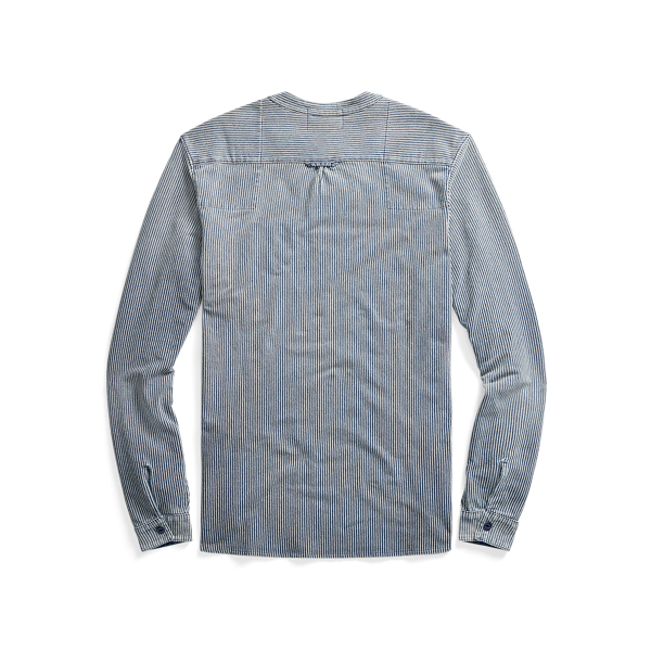 Indigo Jersey Band-Collar Popover RRL 2