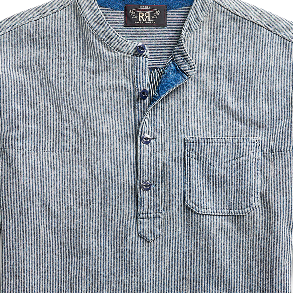 Indigo Jersey Band-Collar Popover RRL 3