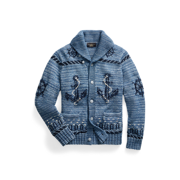 Hand-Knit Cotton-Blend Shawl Cardigan RRL 1