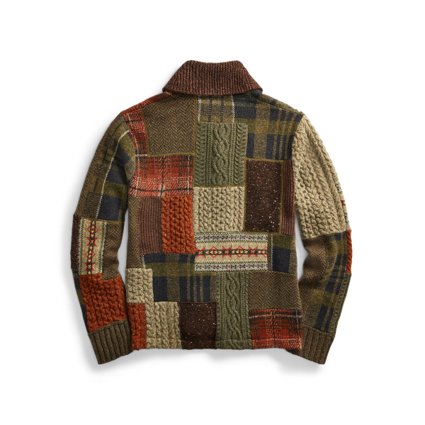 Olive Multi Patchwork Wool-Blend Cardigan RRL 2