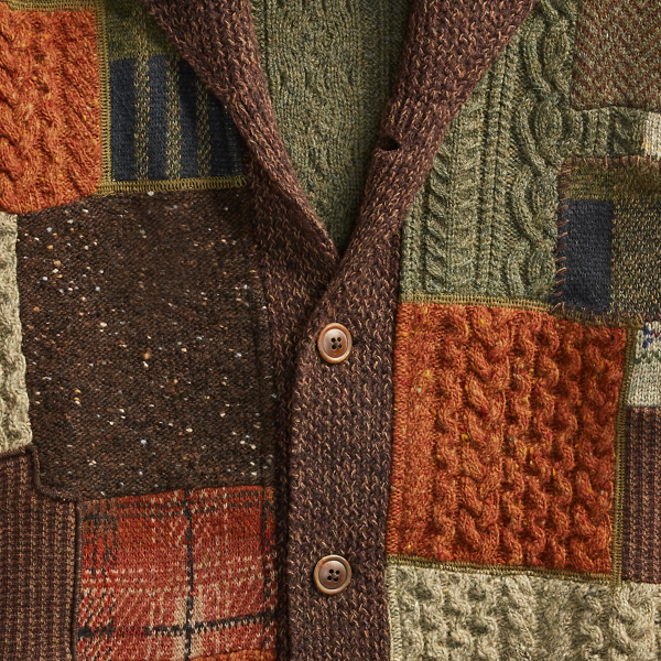 Olive Multi Patchwork Wool-Blend Cardigan RRL 3
