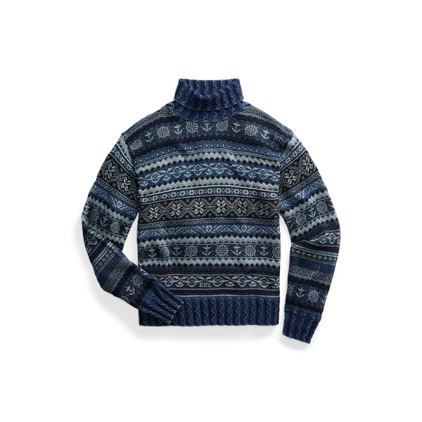 Indigo-Pullover mit Fair-Isle-Muster RRL in 1