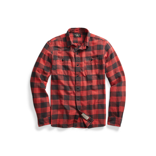 Red/Black Plaid Twill Workshirt RRL 1