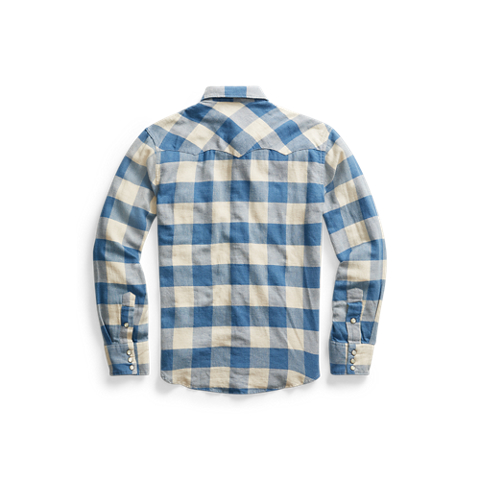 Мужские рубашки Ralph Lauren Slim Fit Indigo Plaid Western Shirt