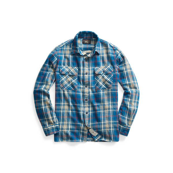 Indigo Plaid Twill Workshirt RRL 1