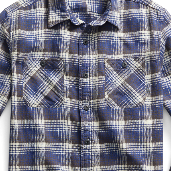 Navy/Grey Plaid Twill Workshirt RRL 3
