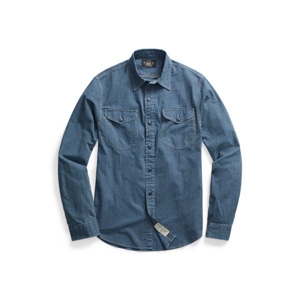 Indigo Striped Workshirt RRL em 1