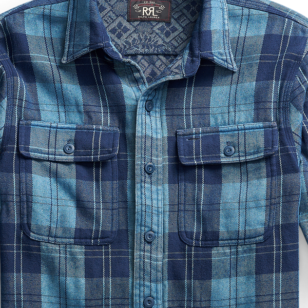 Blue/Indigo Indigo Jacquard Workshirt RRL 4