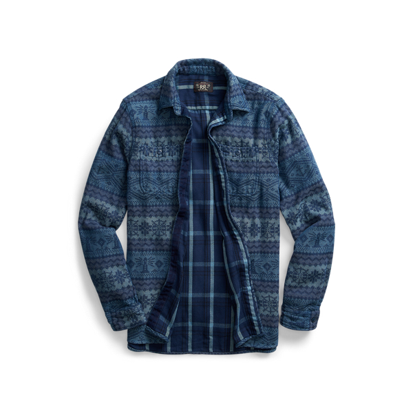 Indigo/Dark Blue Fair Isle Jacquard Workshirt RRL 2