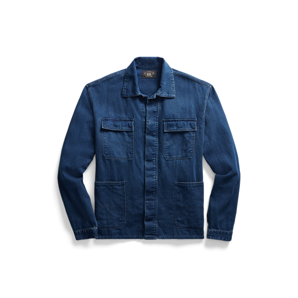 Indigo Herringbone Overshirt RRL em 1
