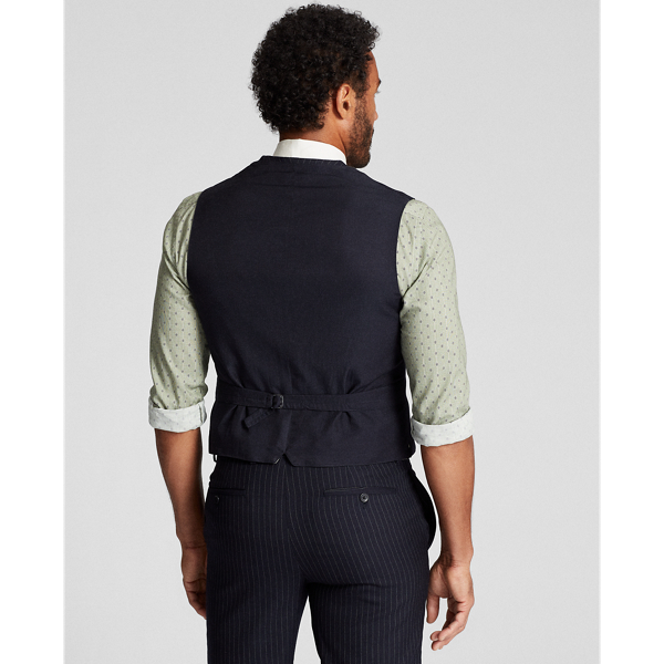 Navy/White Pinstripe Wool Lapel Waistcoat RRL 4