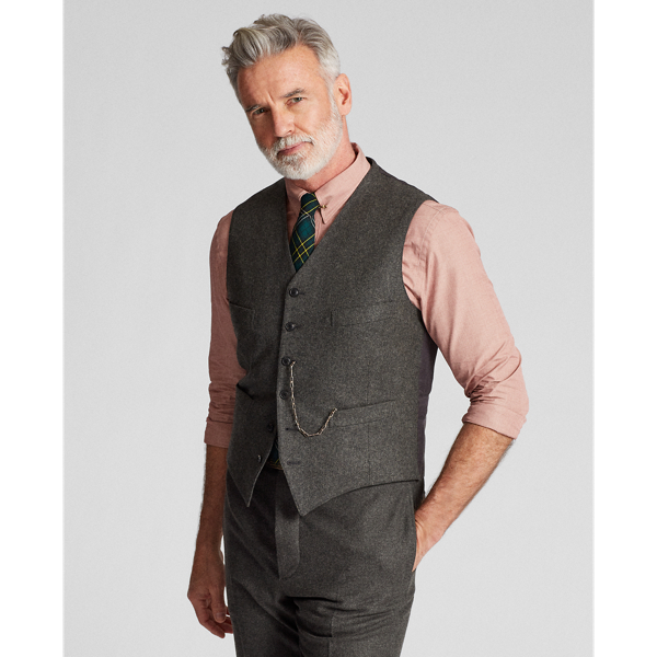 Grey Striped Flannel Waistcoat RRL 3