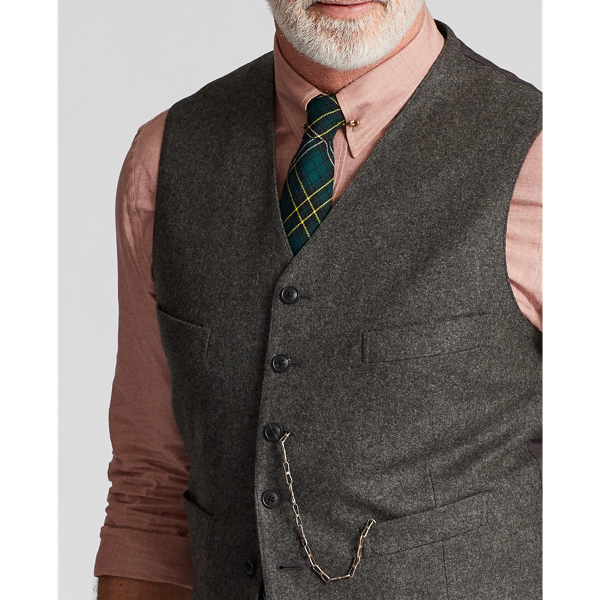 Grey Striped Flannel Waistcoat RRL 5