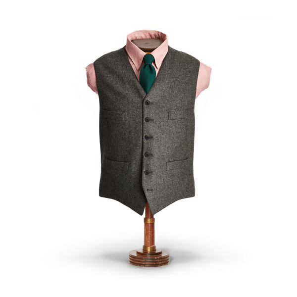 Grey Striped Flannel Waistcoat RRL 2