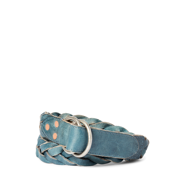 Lauren Ralph Lauren Indigo White Braided Belt Braided Indigo Leather Belt main image 4