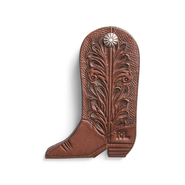 Brown/Silver Boot Leather Key Fob RRL 3