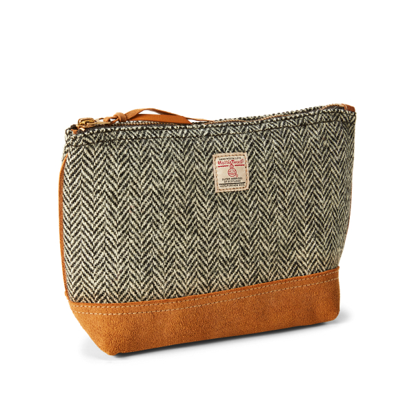 Black/Cream/Tan Harris Tweed & Suede Pouch RRL 2