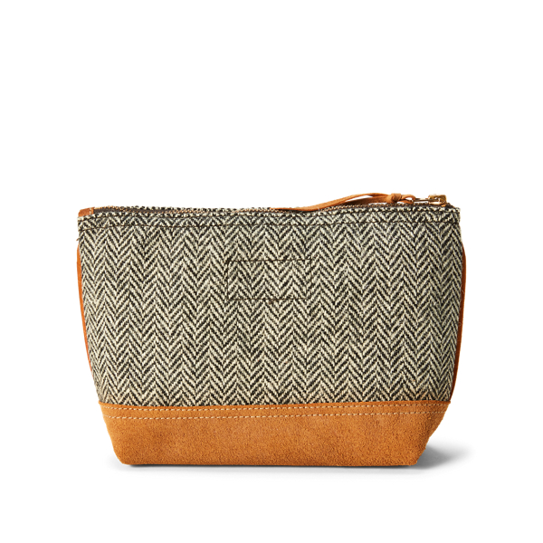 Black/Cream/Tan Harris Tweed & Suede Pouch RRL 3