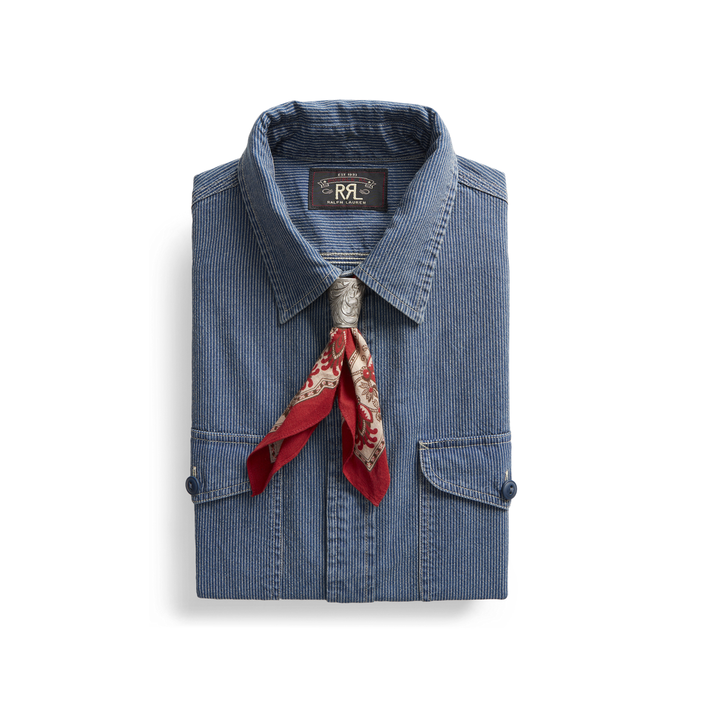 Мужские перчатки Ralph Lauren Engraved Bandanna Slider, цвет: Серебряный — фото 1