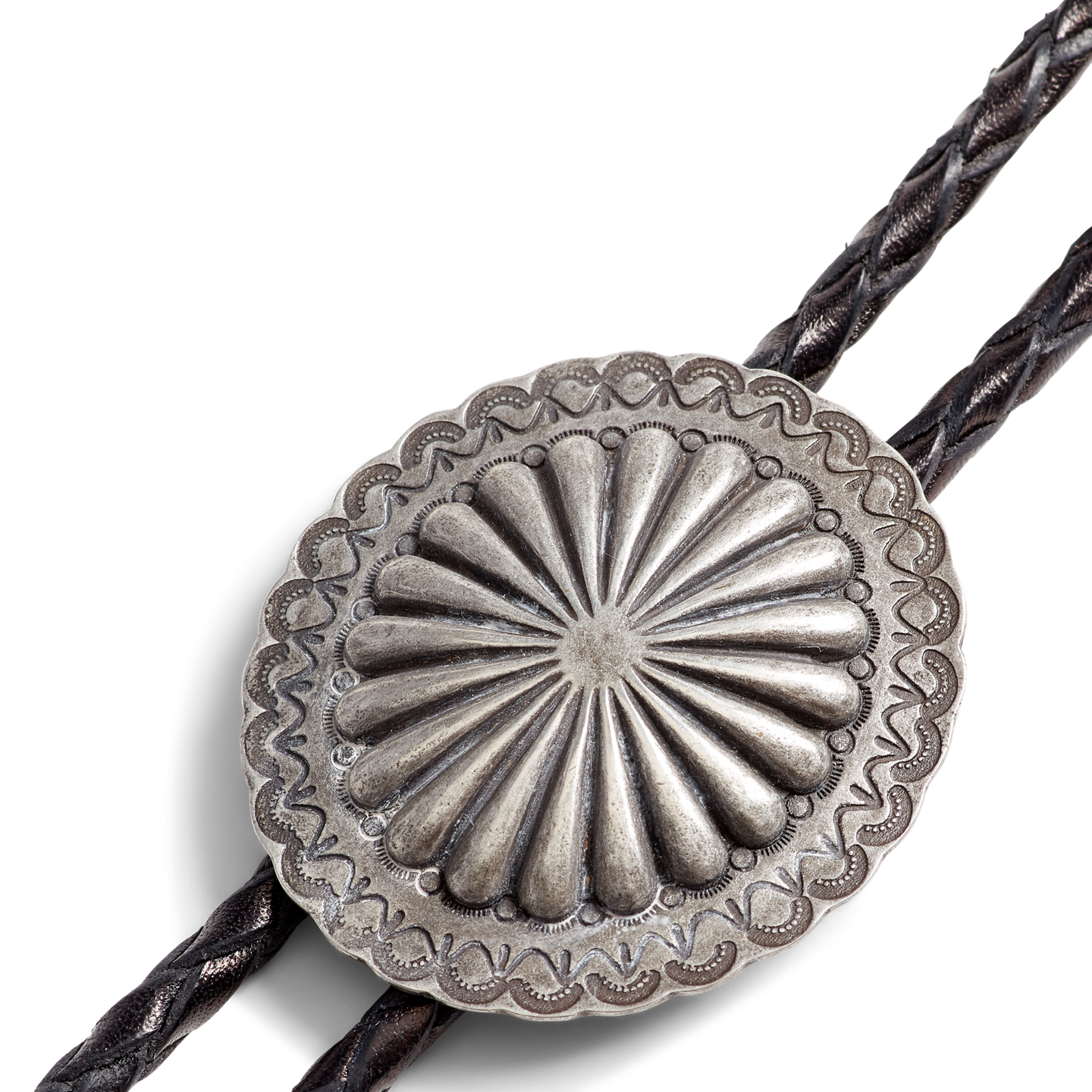 Мужские галстуки Ralph Lauren Braided Leather Bolo Tie, цвет: Чёрный / Серебряный — фото 2