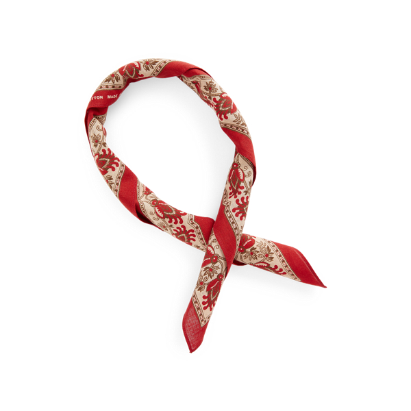 Turkey Red/Cream/Black Logo Cotton Bandana RRL 2