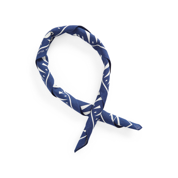 Indigo/Greige Anchor-Print Cotton Bandanna RRL 2