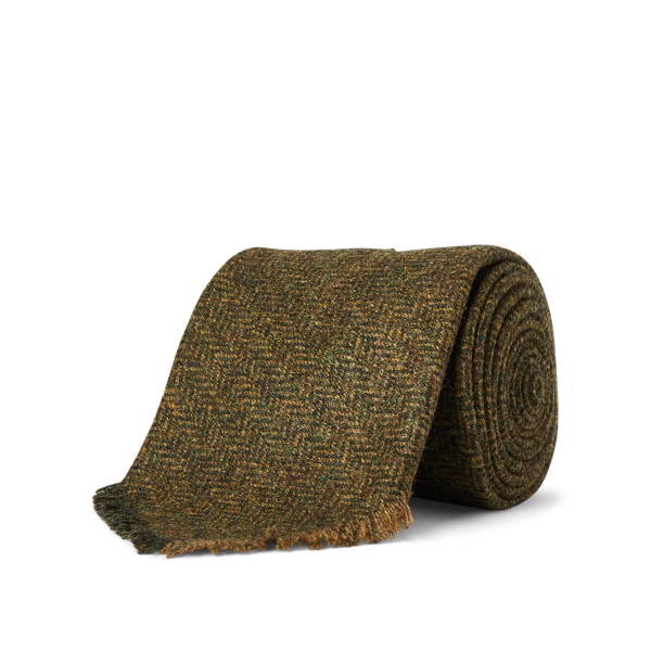Olive/Brown Handmade Wool-Blend Herringbone Tie RRL 2