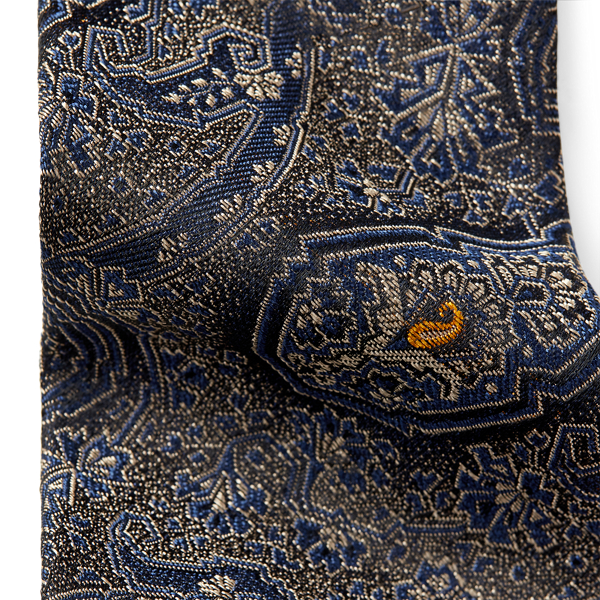 Navy Handmade Paisley Silk Tie RRL 3