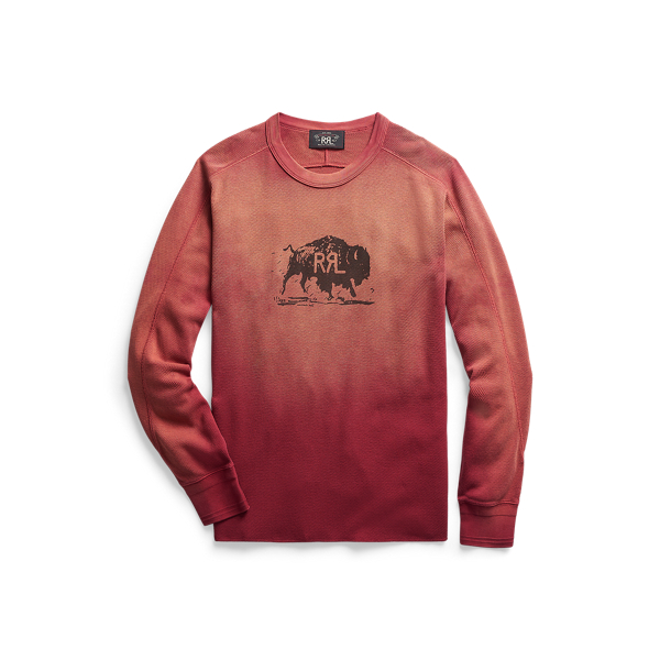 Pull col rond &agrave; motif en coton gaufr&eacute; RRL en 1