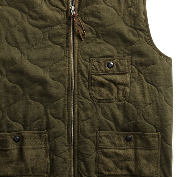 Green Quilted Cotton Jersey Gilet RRL 3