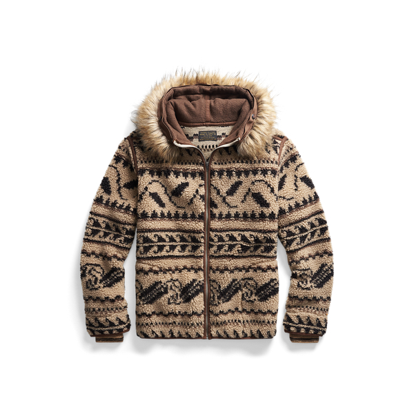 Mens faux fur pullover best sale