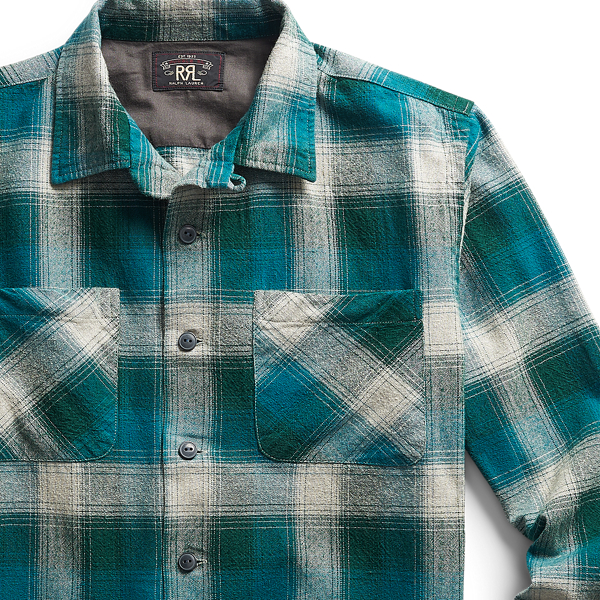 Green/Grey Plaid Brushed Camp Shirt RRL 3