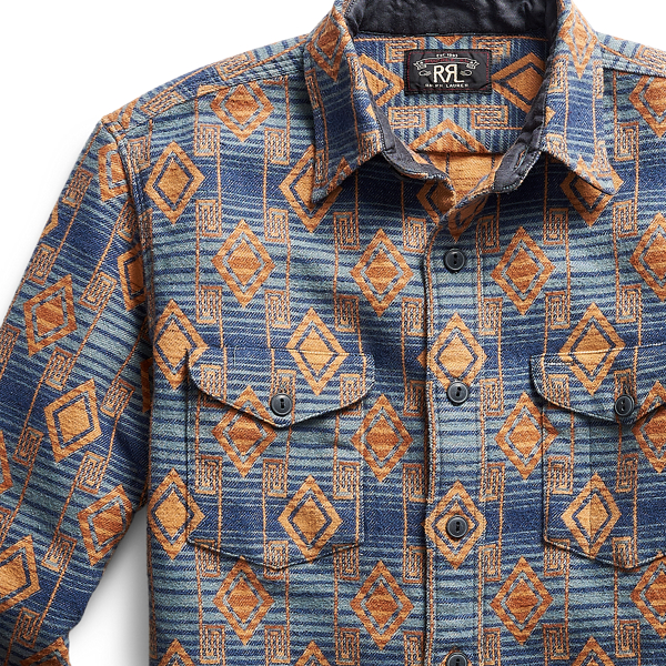 Blue/Yellow Brushed Jacquard Workshirt RRL 3