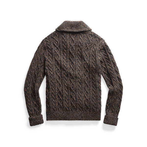 Black/Brown Marled Aran-Knit Wool-Blend Cardigan RRL 2
