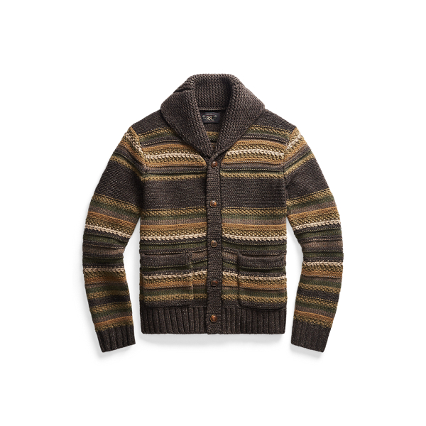 Cardigan ray&eacute; en laine m&eacute;lang&eacute;e RRL en 1