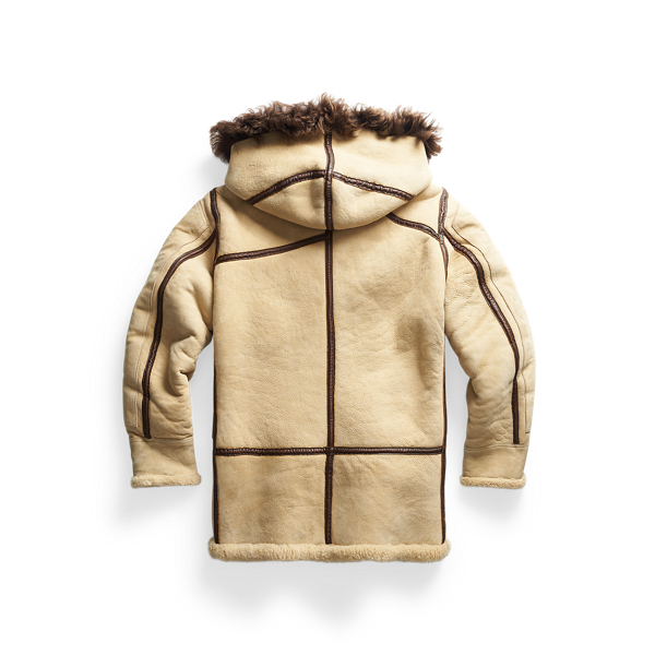Vintage Cream Shearling Hooded Coat RRL 2